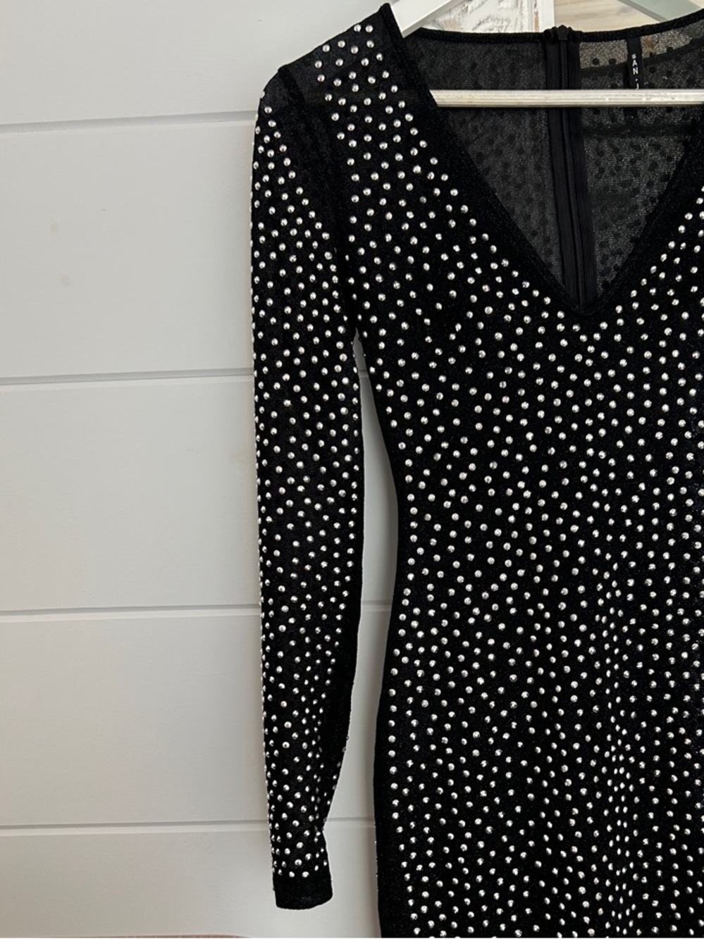 HONEY Black Embellished V-Neck Bodycon Dress - Brand: